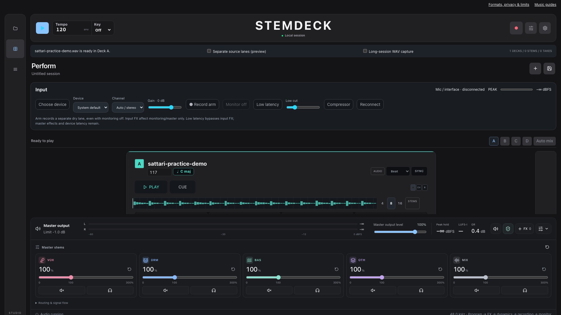 Sattari Studio browser workspace